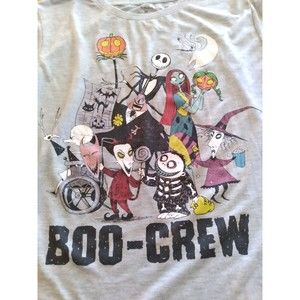 Tim Burton Nightmare Before Christmas Boo Crew Gray Shirt Top Tee Jr. XXL 19 VGC